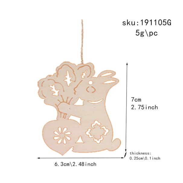 Spring Easter rabbit egg wood chip pendant home party party decoration hand painted wood chip window sill pendant_voghion.com