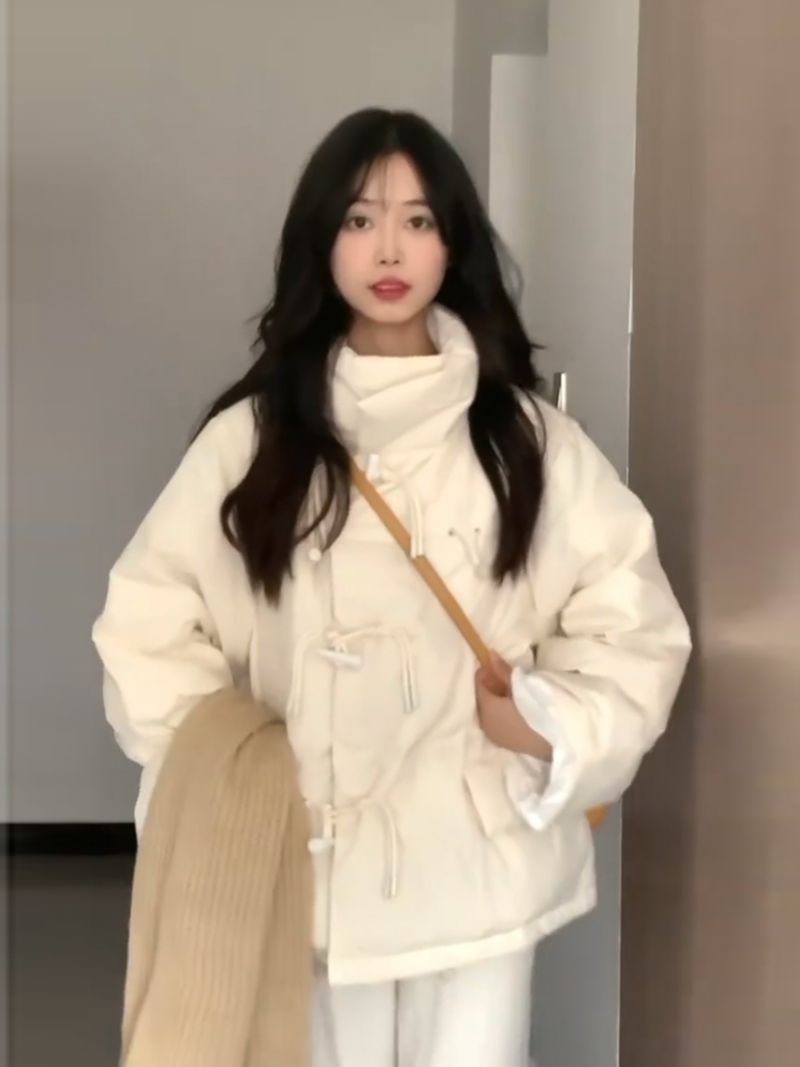 2024 Winter Neue Koreanische Studentin Milch Flüstern Horn Taste frauen Unten Baumwolle Dicken Mantel_voghion.com