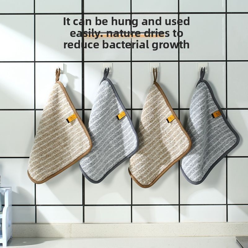 Bamboo Charcoal Fiber Kitchen Non-Stick Thickened Absorbent Lint-Free Dish Cloth Oil Stain Removal Cleaning Towel_voghion.com