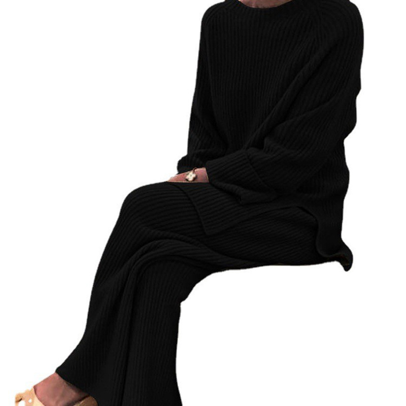 Ensemble deux pièces en tricot slim et élégant pour femme_voghion.com
