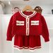 Autumn And Winter New Children's Sweater Suit Small Dots Knitted Small Two Piece Suit Girl Baby Autumn And Winter Korean Version_voghion.com