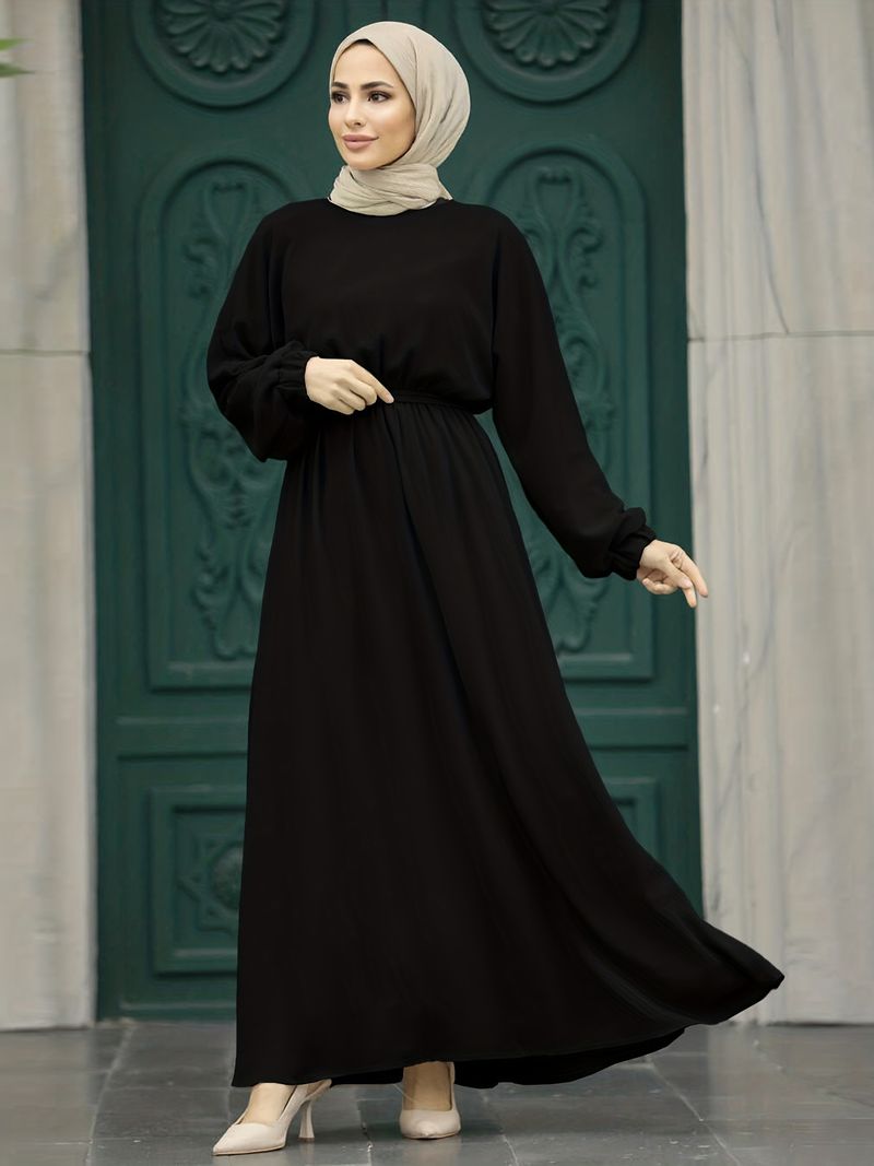 Dámské módní šaty s netopýřími rukávy, abaya, dlouhá sukně, muslimské arabské oblečení_voghion.com