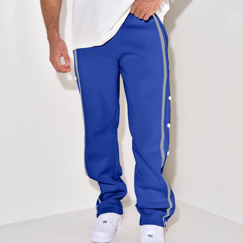 Herrenbekleidung Neue Retro Einfarbige Zugeknöpfte Freizeithose Herren Gerade_voghion.com