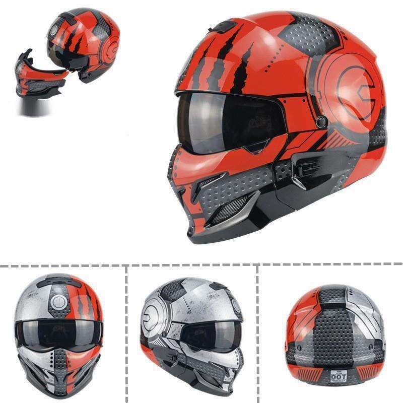 Samurai Black Scorpion Male Combination Full Half Helmet Four Seasons Mech Battle Damage_voghion.com
