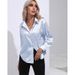 Damenbekleidung Freizeithemd Langarm Satin Kunstseide Hemd Top_voghion.com