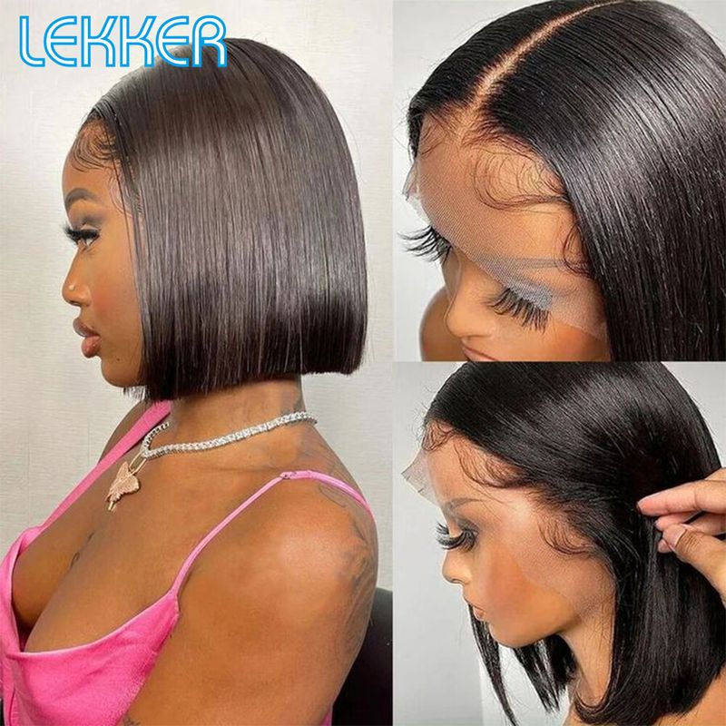 vendita calda Lekker Wear and Go Glueless corto dritto Bob 13x4 parrucca umana frontale per le donne capelli brasiliani di Remy pizzo trasparente_voghion.com