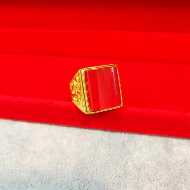 Vietnamesischer Sand vergoldet mit Chalcedon offener Herrenring Live_voghion.com