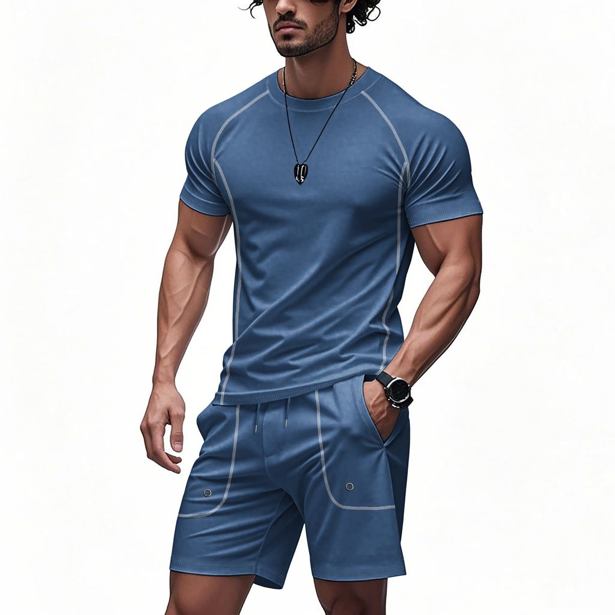 Men's Quick-Dry Sportswear Set - Breathable Short Sleeve T-Shirt & Comfortable Shorts For Gym, Running, Casual Wear | Lightweight Polyester_voghion.com