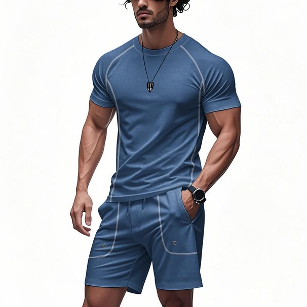 Men's Quick-Dry Sportswear Set - Breathable Short Sleeve T-Shirt & Comfortable Shorts For Gym, Running, Casual Wear | Lightweight Polyester_voghion.com