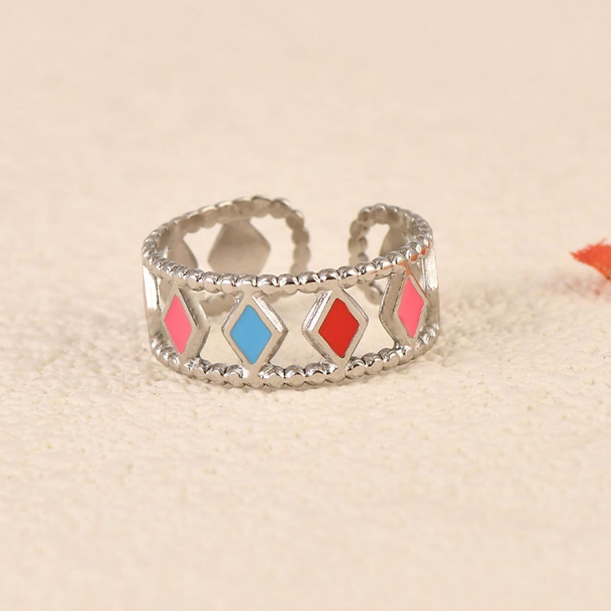 Fashion Zircon Gold-Plated Colorful Enamel Open Ring Creative Design Everyday Versatile Light Luxury Jewelry_voghion.com