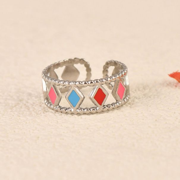 Fashion Zircon Gold-Plated Colorful Enamel Open Ring Creative Design Everyday Versatile Light Luxury Jewelry_voghion.com