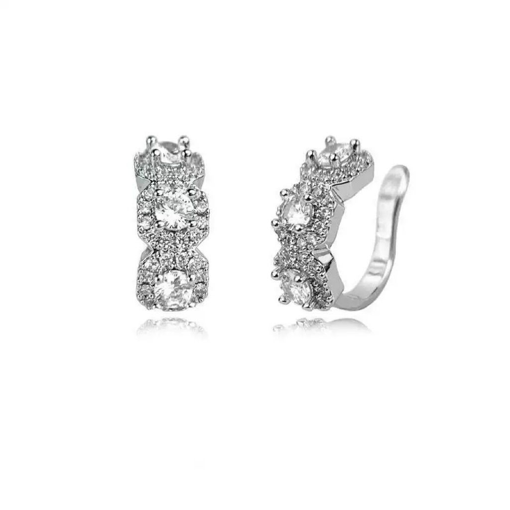 Hip Hop Large Sugar Cube Sparkling Non-Pierced Earrings Stylish Full Diamond Jewelry Fashion Personality American Trend_voghion.com