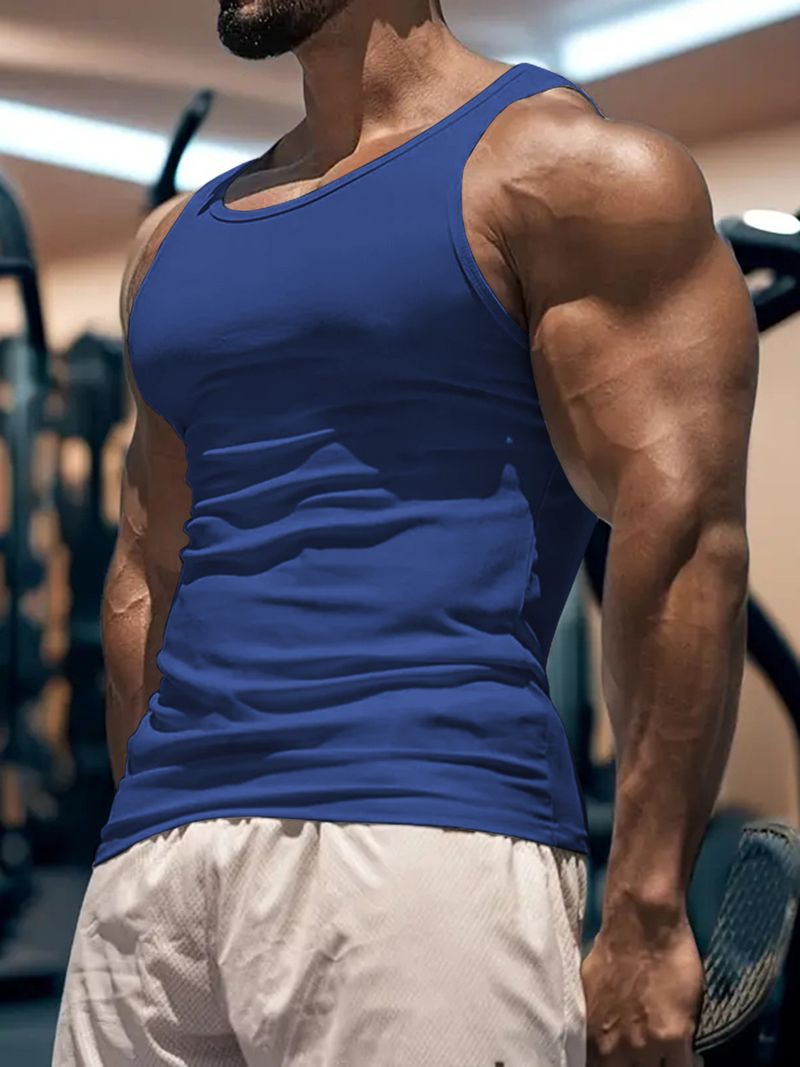 Men's Clothing Summer Men's Fitness Sports Training Vest Solid Color Men's Thin Vest Men's_voghion.com