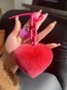 Cadena creativa de silicona con forma de corazón de piel de conejo Rex auténtica, colgante exquisito para mochila, adorno para pareja, llavero para coche_voghion.com