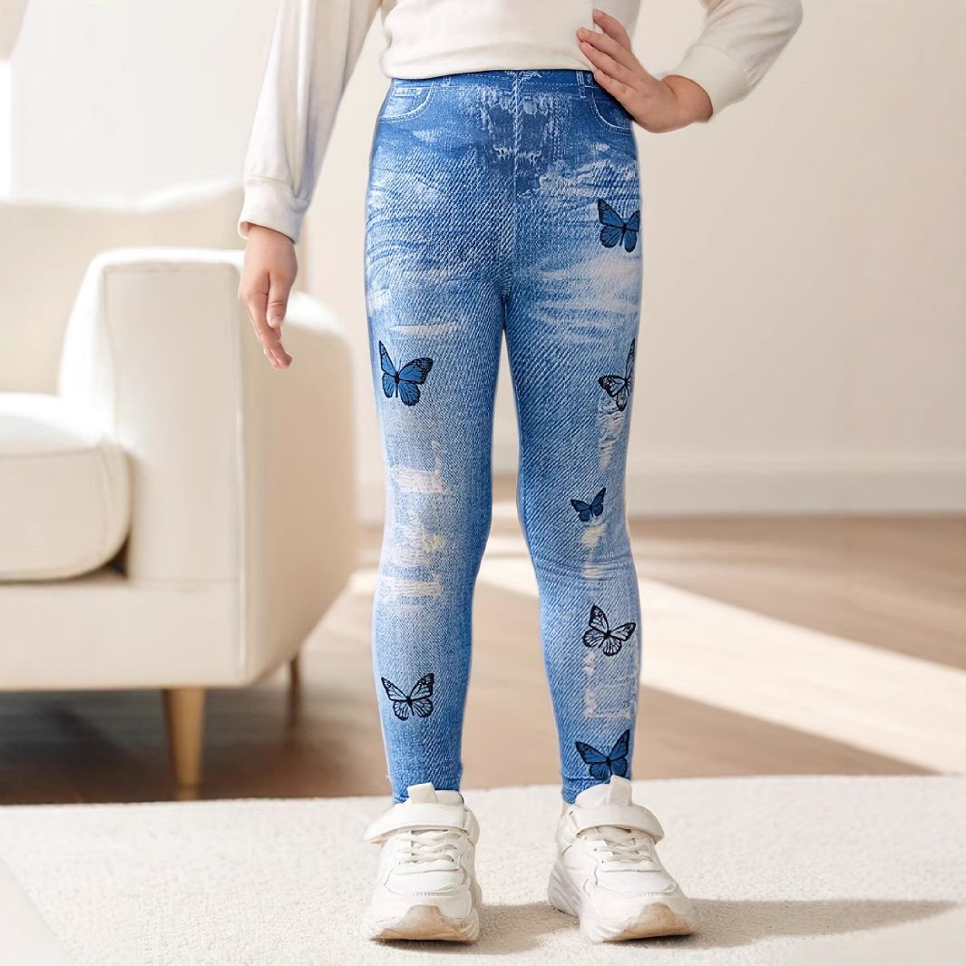 Mutter & Kinder Mädchen Frühling und Herbst Print Tight Fit Leggings_voghion.com