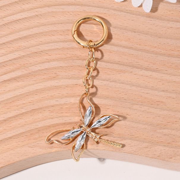 Chaveiro com diamante incrustado de libélula, acessórios de bolsa, capa de celular, câmera, pingente, ornamento_voghion.com
