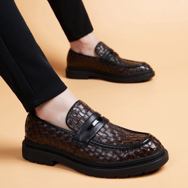 Mocasines de verano, zapatos informales de cuero estilo británico, estilo formal de negocios, para hombre._voghion.com