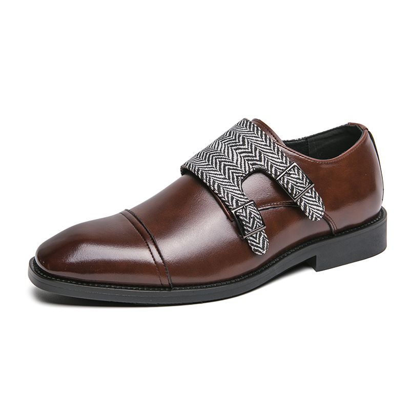 Nueva tendencia de moda de primavera Zapatos de monje de talla grande 48 Zapatos de vestir de negocios para jóvenes con doble botonadura y para exteriores_voghion.com