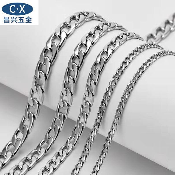Stainless NK Chain Men's Titanium Steel Cuban Necklace Unisex Trendy Brand Hip Hop Accessories_voghion.com