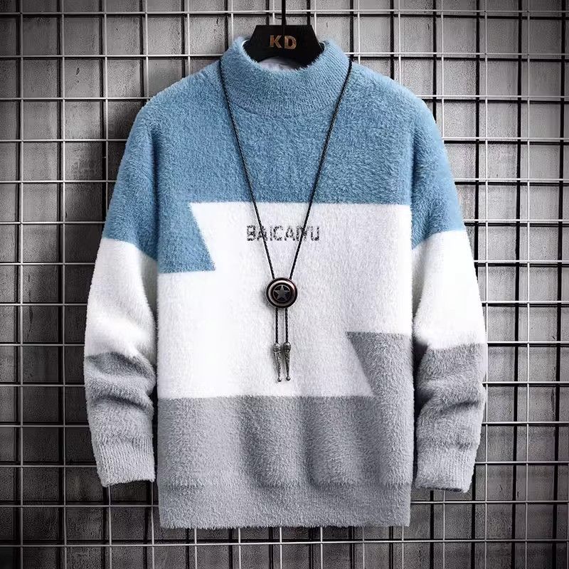 Vêtements pour hommes demi-col roulé chemise de base automne et hiver tendance épais pull en cachemire chaud_voghion.com