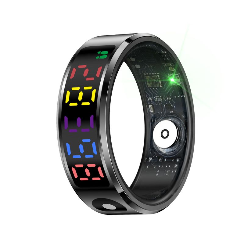 Nuovo anello intelligente con display R12, frequenza cardiaca, ossigeno nel sangue, monitoraggio del sonno, anello sportivo impermeabile_voghion.com