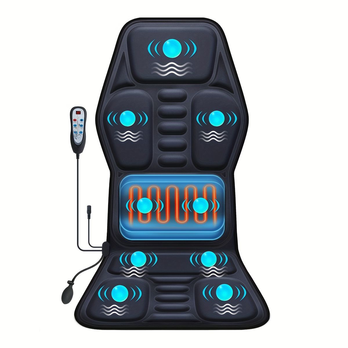 Cuscino per sedia massaggiante con riscaldamento, con supporto lombare regolabile, 9 modalità di massaggio, cuscino per sedia massaggiante per la schiena per uomini e donne, uso in casa e in ufficio_voghion.com