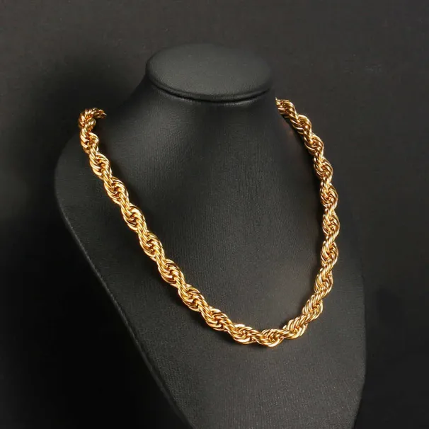 Collana a catena di gioielli placcati in oro con corda solida in puro acciaio inossidabile gigante di moda pesante artificiale per uomo_voghion.com