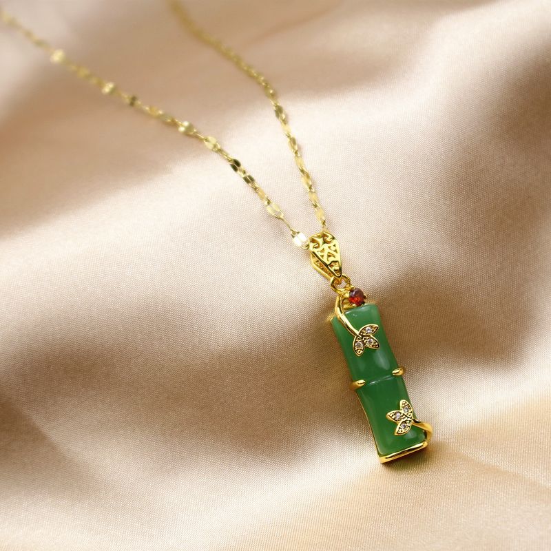 Versione coreana della collana di bambù dorato Uno stile di nicchia fresco, catena della clavicola minimalista per le donne con temperamento e_voghion.com