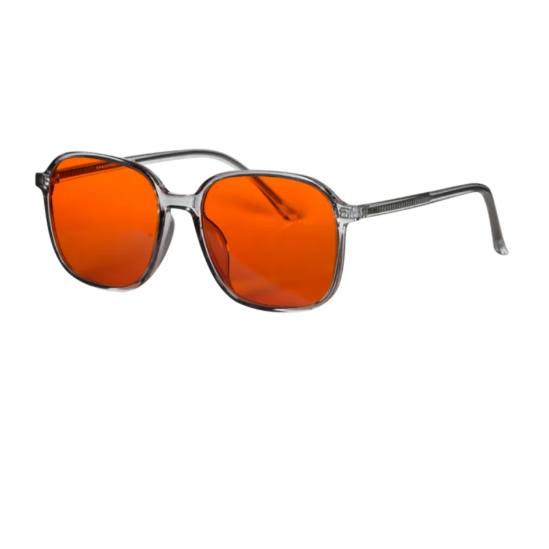 Fashion SHINU y2k style men women square shape red better sleep blue light blocking glasses orange lens for computer gaming_voghion.com