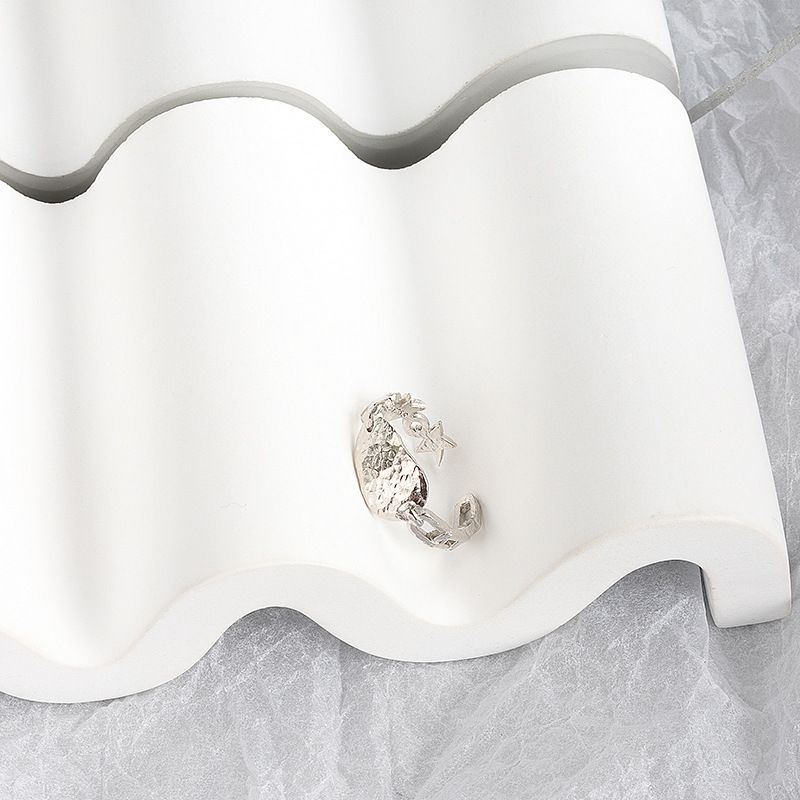 Stempel VENUS Sier Gouden Kleur Vijfpuntige Ster Ring Voor Vrouwen Meisje Onregelmatige Vloeibare Lava Jewerly Gift Drop_voghion.com