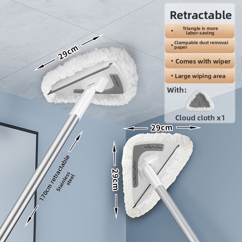 Triangular Mop Telescopic Flat Household Ceiling Multi-Functional Cleaning Tool For Wiping Walls, Tiles, And Walls_voghion.com