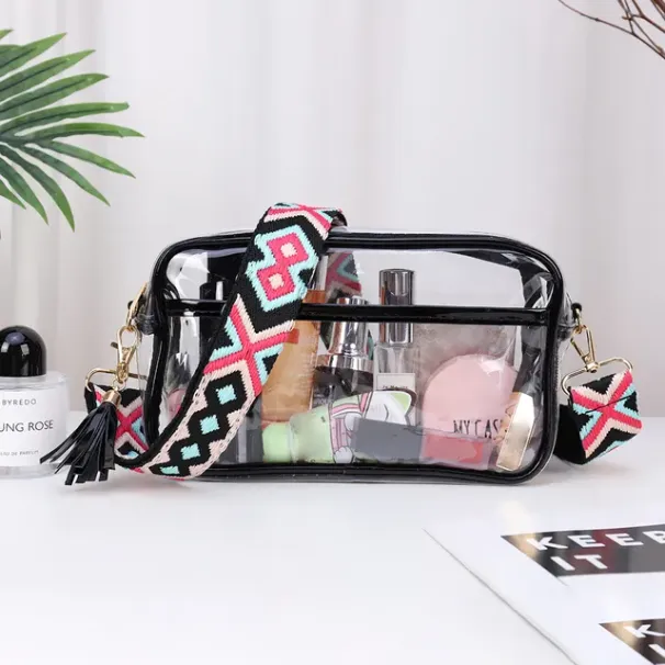 Borsa a tracolla da donna in PVC trasparente, alla moda, semplice, casual, portatile, con tracolla per chitarra, approvata dallo stadio._voghion.com