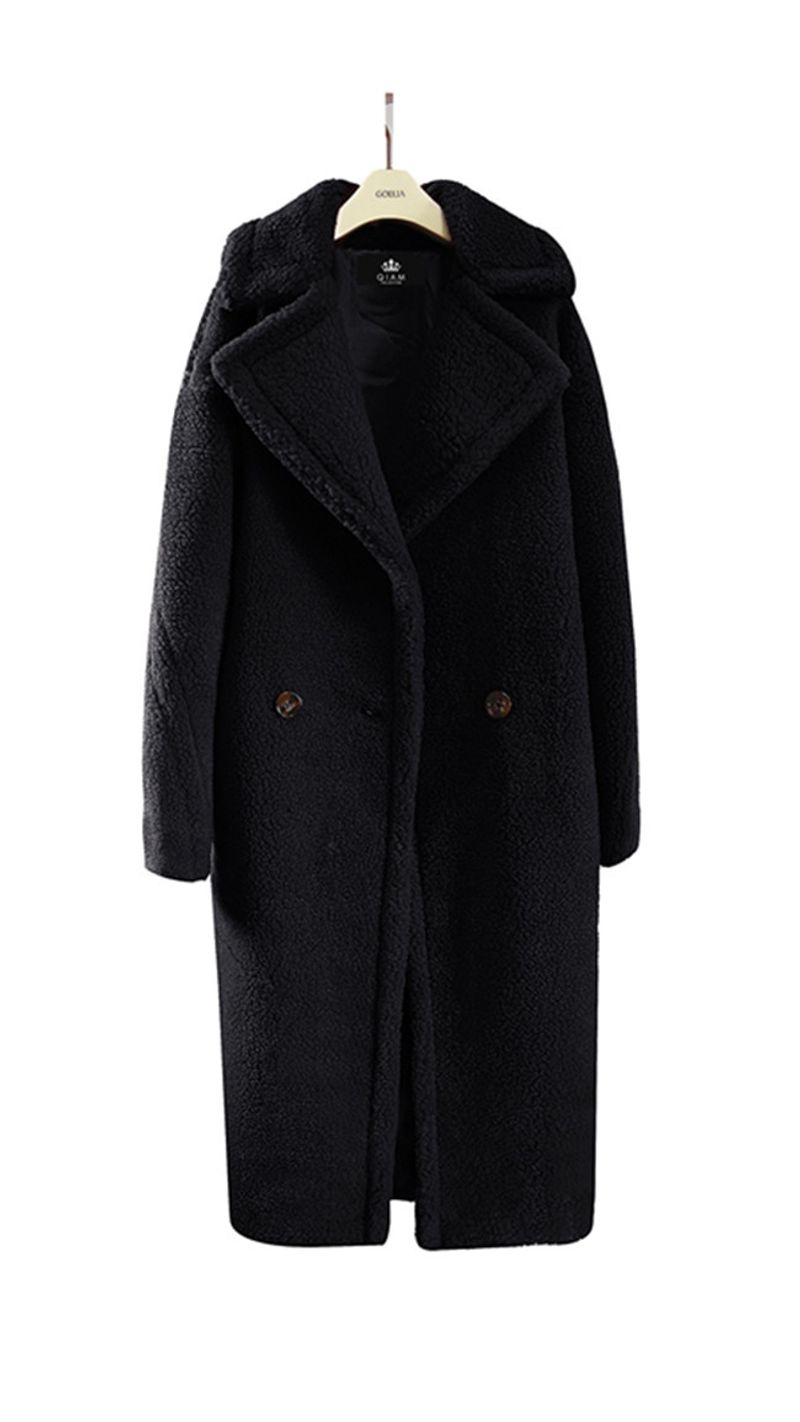 Damenbekleidung Mode Pelz Langer Mantel Warm Dicker Lammfellmantel Korallensamt_voghion.com