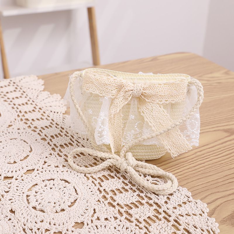 Paille d'été pour enfants filles, grand avant-toit, bord en dentelle, tissage d'herbe, nœud de ruban respirant, chapeau de Protection solaire, nouvelle collection_voghion.com