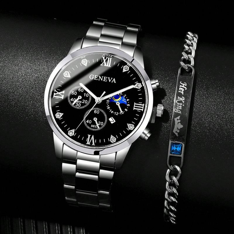 Männeruhr Geschäftscadeau-Set Feierdags-Gebuertsdagscadeau-Set Armband-Halskette-Auer-Set 3 Stéck/Set_voghion.com