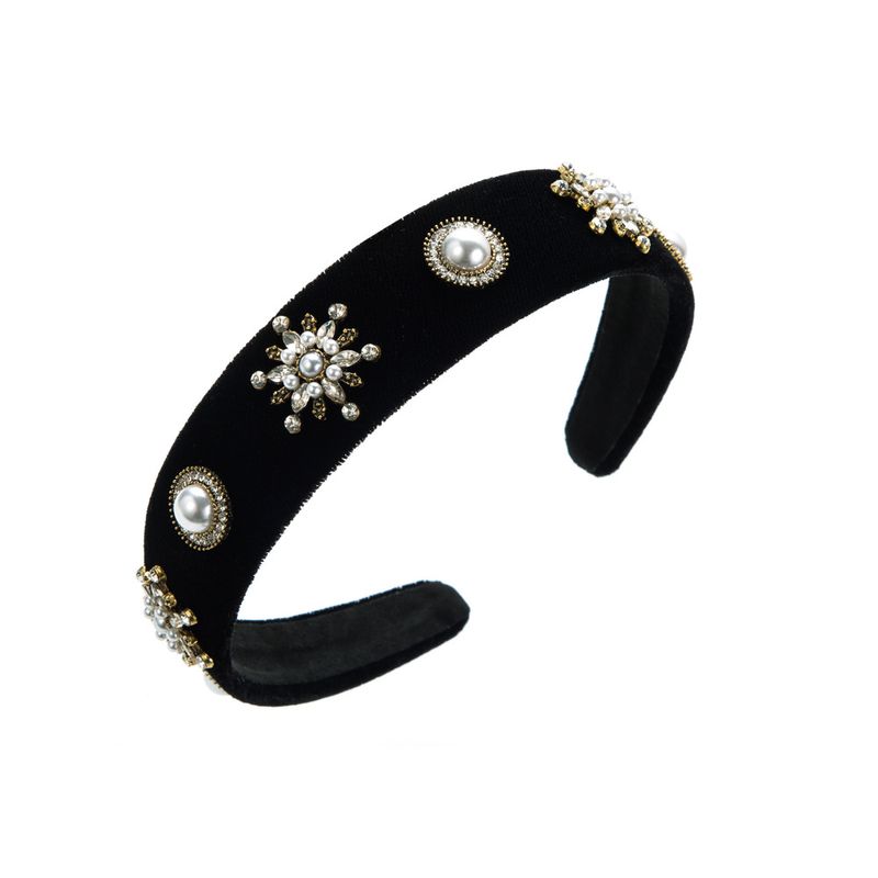 Elegant Temperament Alloy Rhinestone Pearl Wide Edge Clip, Internet Famous Versatile Headband Hair Accessory_voghion.com