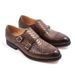 Straight Hair Python Pattern Genuine Cowhide Double Buckle Handmade Mengke British Style Men's Monk Shoes_voghion.com