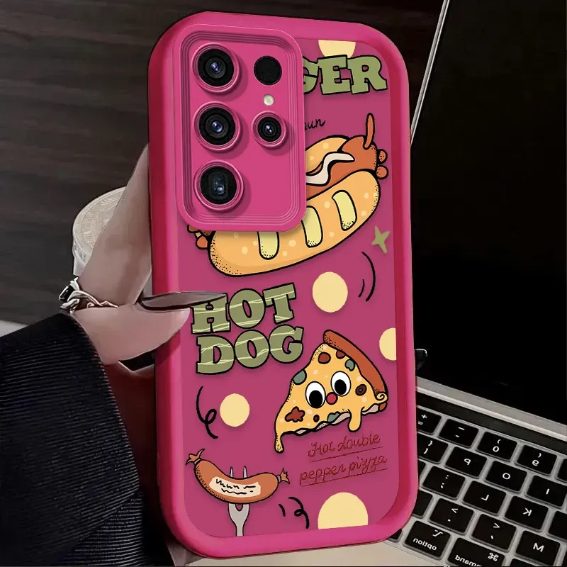 Soft Silicone Back Case For Samsung Galaxy S25 S24 S23 Ultra S22 S21 Plus FE 5G A54 A34 A14 A73 A53 A33 5G Funny Hamburger Cover_voghion.com