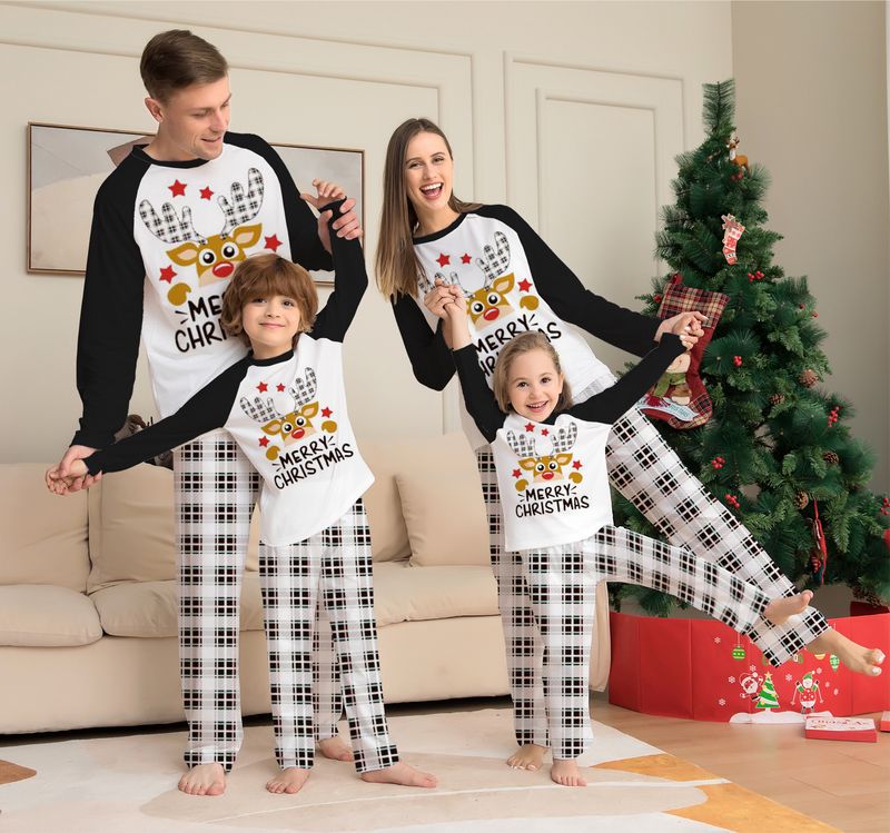 Chrëschtdag Fawn Buschtawen Karo Chrëschtdag Familljendruck Heemkleed Pyjama_voghion.com