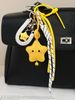 Happy Smiley Star Keychain - PU Leather 3D Pendant With Braided Rope For Bags, Backpacks & Keys (Yellow)_voghion.com