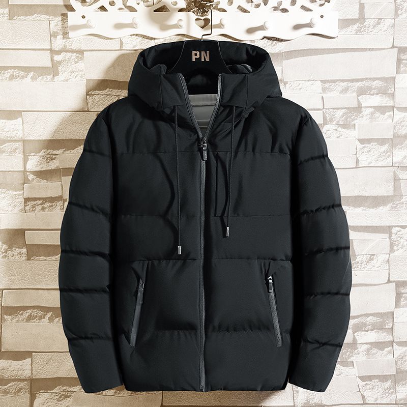 ​​Herren-Steppjacke mit Kapuze – Dicke Polyesterfüllung – Slim-Fit-Taillendesign im Streetwear-Stil – Schwarz/Blau/Anthrazit (M-4XL)​​_voghion.com