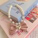 Collier de perles INS en forme de cœur avec nœud rose coréen, style princesse, accessoire pour petit animal de compagnie_voghion.com