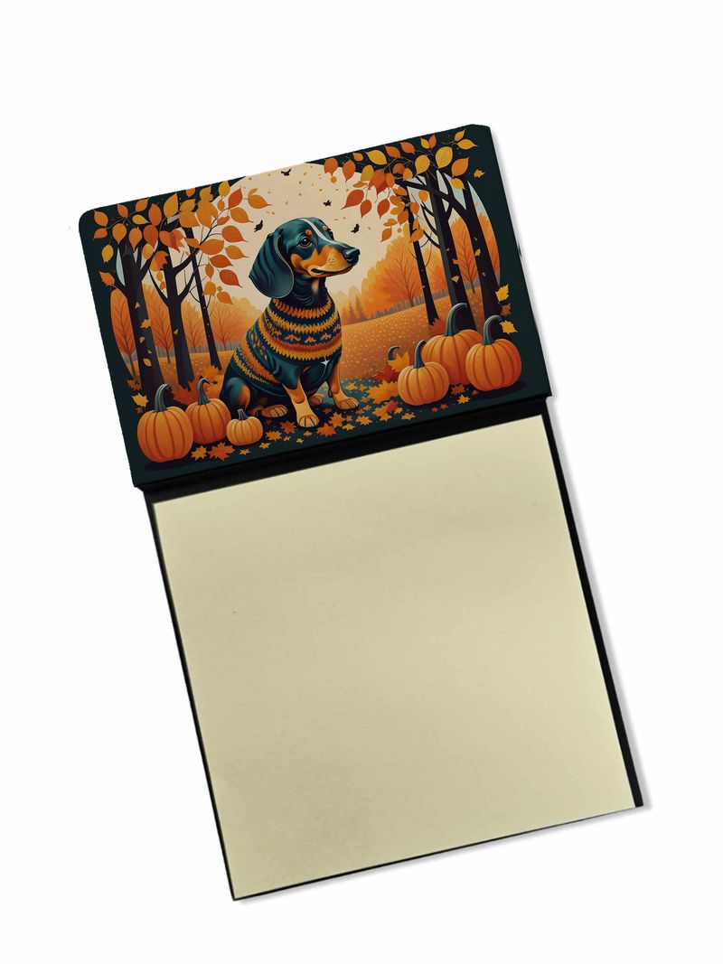 NEW Dachshund Fall Sticky Note Holder Refillable Dispenser Self-Sticky Note Pads, Memo Pads Blank Desk Accessories_voghion.com