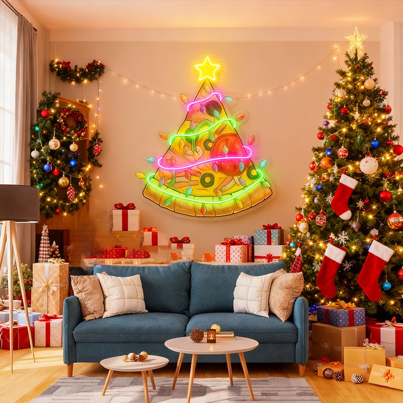 Neonschilder und Wanddekorationen mit Pizza-Weihnachtsbaummotiven können als Weihnachtsgeschenke verwendet werden und sind die beste Wahl zum Verschenken an Freunde und Familie._voghion.com