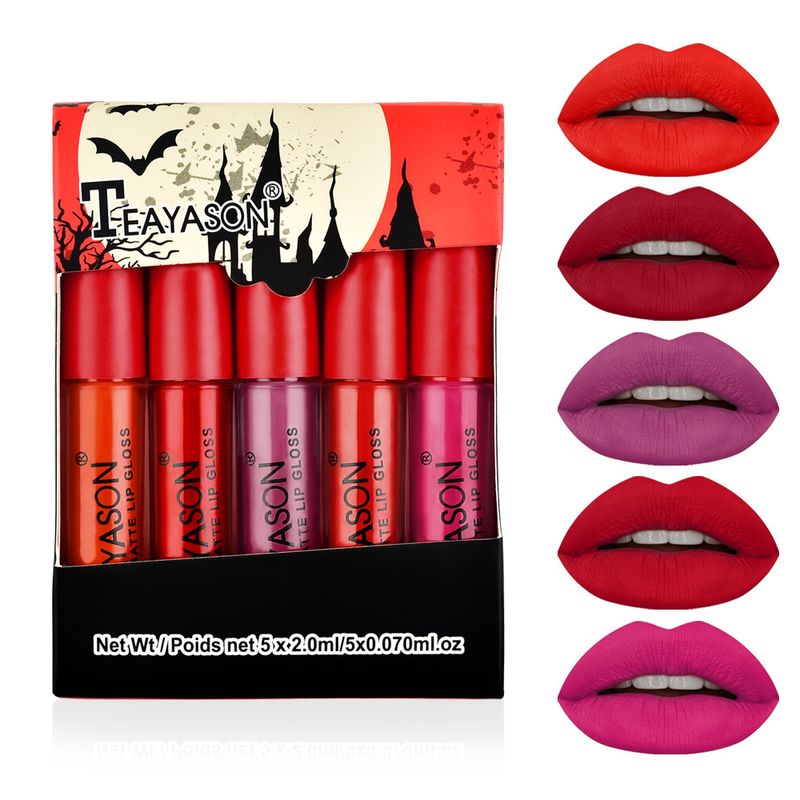 Mini set da 5 pezzi di lucidalabbra opachi - Rossetto e smalto labbra a lunga tenuta e non trasferibili_voghion.com