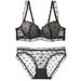 Completo reggiseno push-up Pure Desire a forma di cuore con ricamo floccato, piccolo seno, intimo da donna_voghion.com