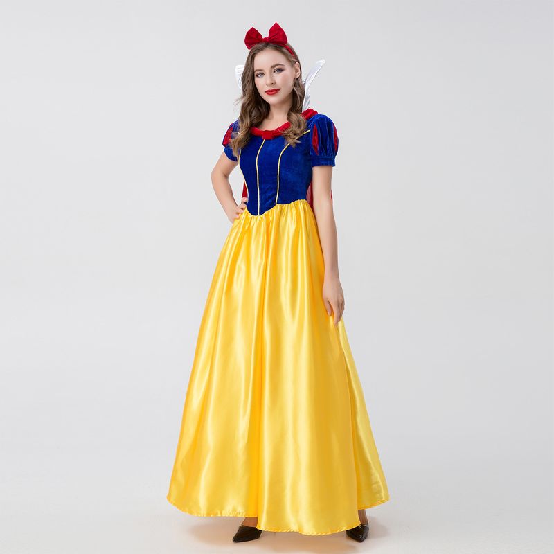 Halloween costume adult Snow White cosplay luxury short sleeved long skirt magic fairy tale princess dress performance_voghion.com