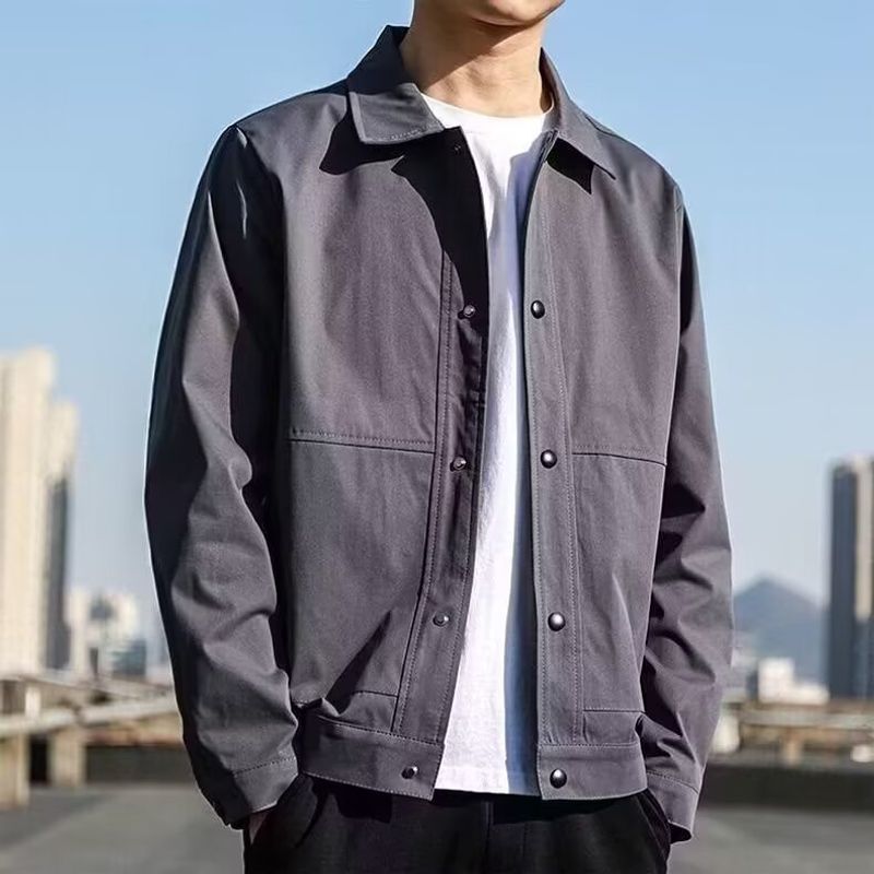 Men's Thin Jacket, Youth Slim Fit, Handsome And Casual, Solid Color Jacket, Lapel, Versatile Men's Clothing_voghion.com