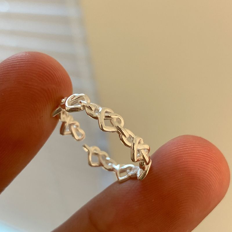 S Cuore in argento puro per donna, stile minimalista e freddo, indice versatile leggero e lussuoso, a forma di cuore di alta gamma_voghion.com