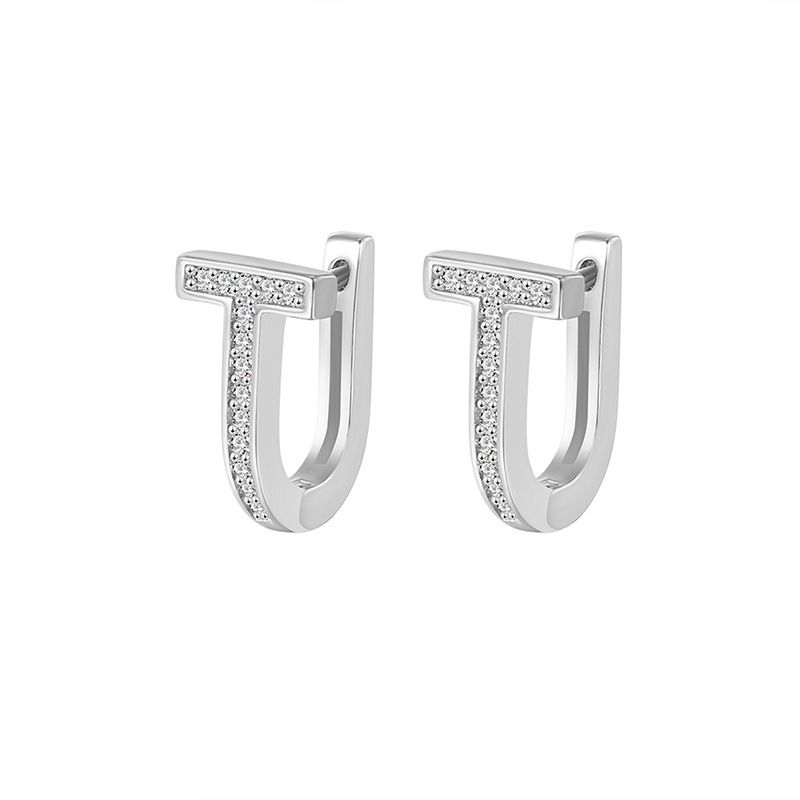 Orecchini da donna con zirconi intarsiati a forma di U, design di alta qualità, orecchini a forma di T, orecchini semplici_voghion.com